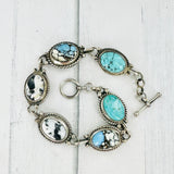 White Buffalo, Hotsonite & Blue Moon Turquoise Oval Link Bracelet