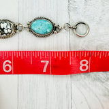 White Buffalo, Hotsonite & Blue Moon Turquoise Oval Link Bracelet