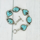Heart & Oval Blue Moon turquoise Link Bracelet