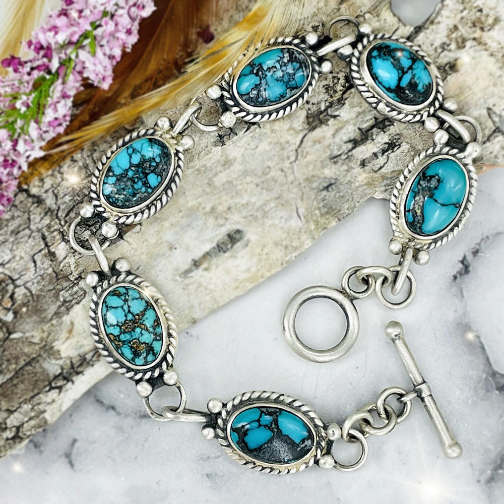 Apache Blue Oval Link Bracelet – Otteson Turquoise